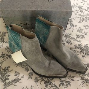 Grey Leather Bootie by Freebird